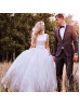 Sleeveless Ivory Satin Tulle V Back Wedding Dress